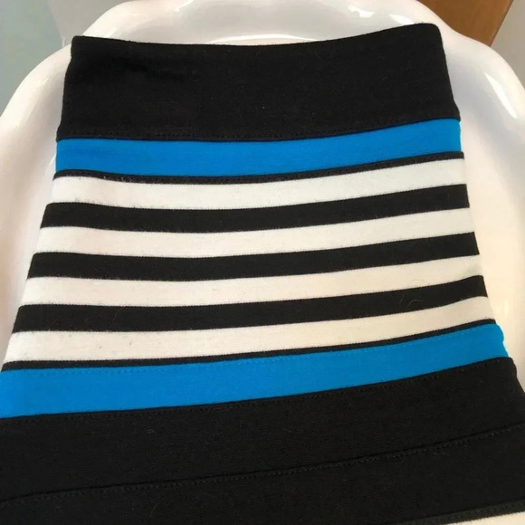 Express Tube Skirt Bodycon Blue and Black Stripe size 00 Mini RN55285 - Picture 1 of 4